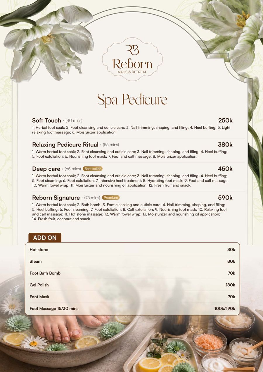 Reborn Nails & Retreat menu · page 2